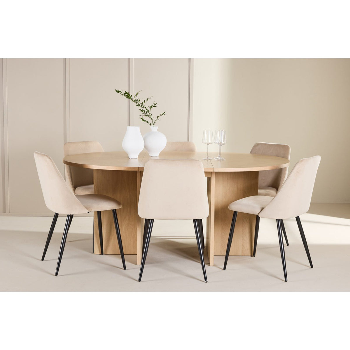 Strada, Night Oval matgrupp Beige,Svart, Vitpigmenterad, ⌀120