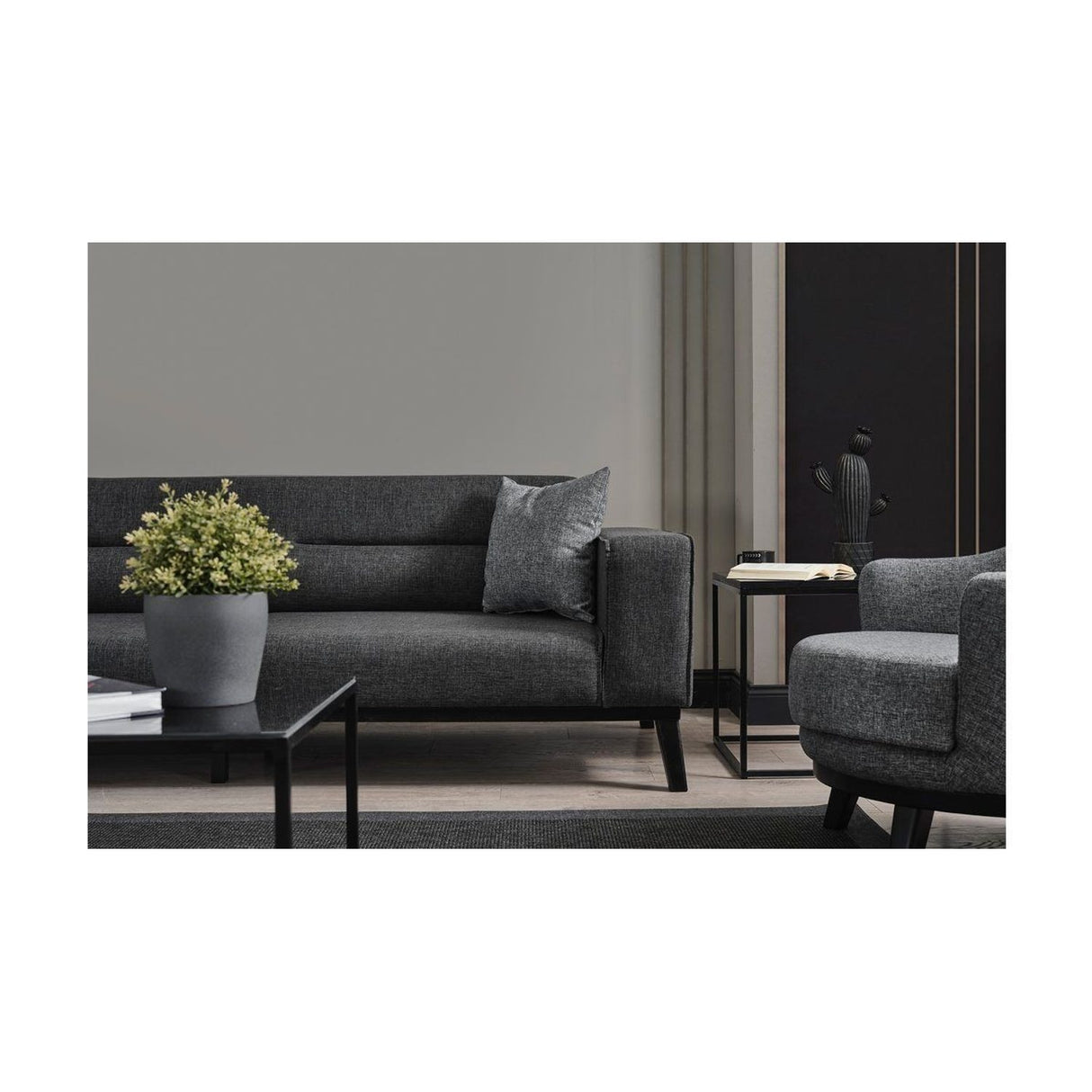 Bali 3-sits (222 x 92 x 74 cm) 3-sits bäddsoffa Antracit