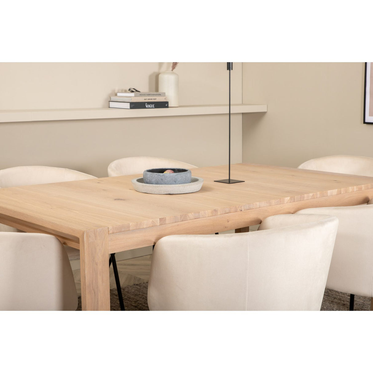 Slider, Berit Rektangulär matgrupp Beige,Svart, Vitlaserad, 170 x 95