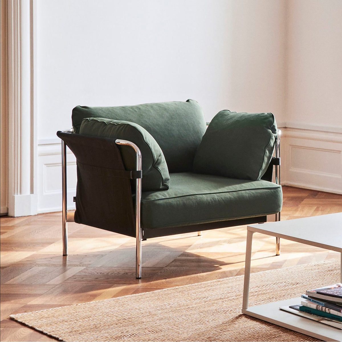 Can 1-sits Fåtölj Steelcut 975, förkromat stål, Black