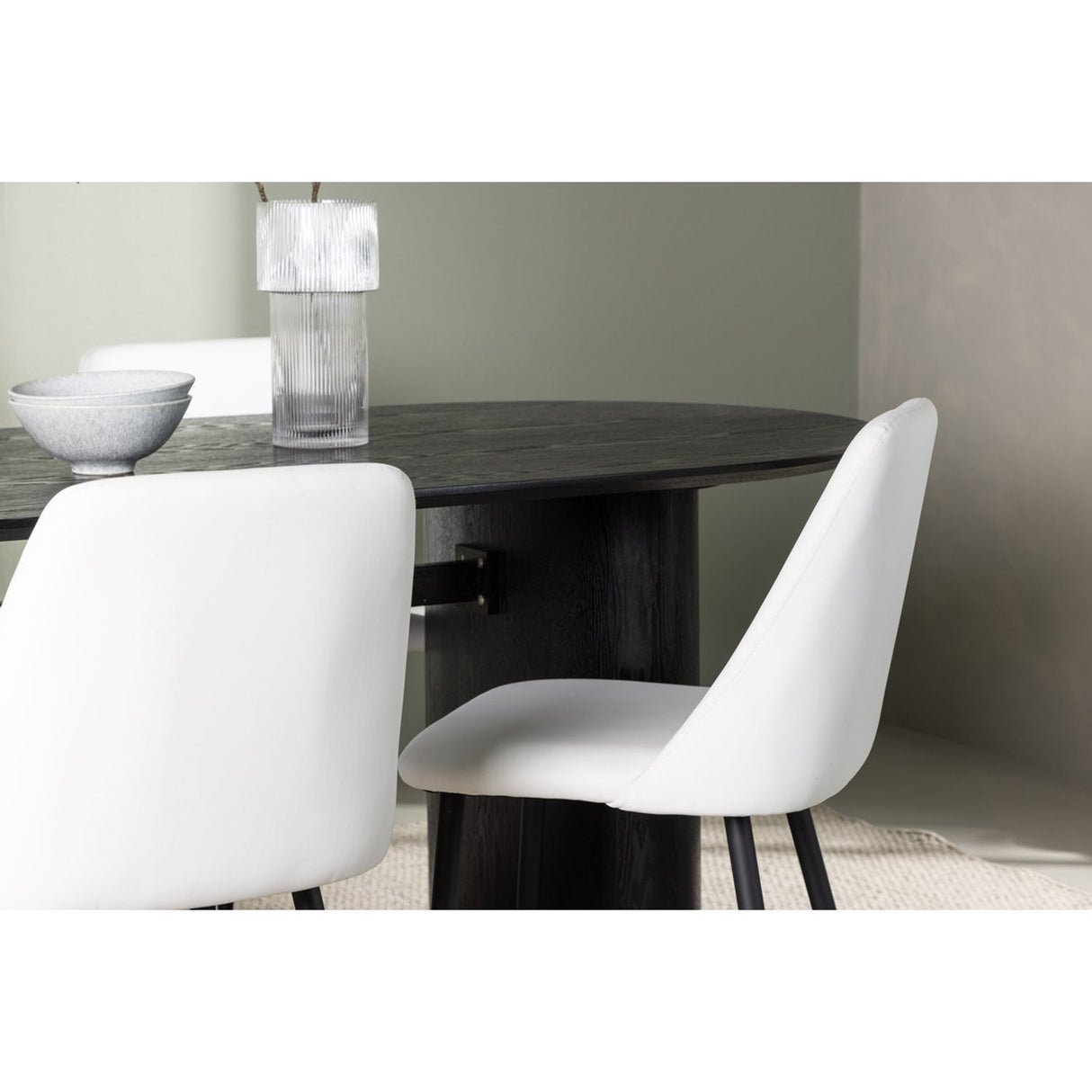 Isolde, Night Oval matgrupp Svart,Vit, Svart, 180 x 90