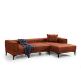 Hanoi (250-140 x 85 x 77 cm) Hörnsoffa-bäddsoffa Kakelröd, Höger