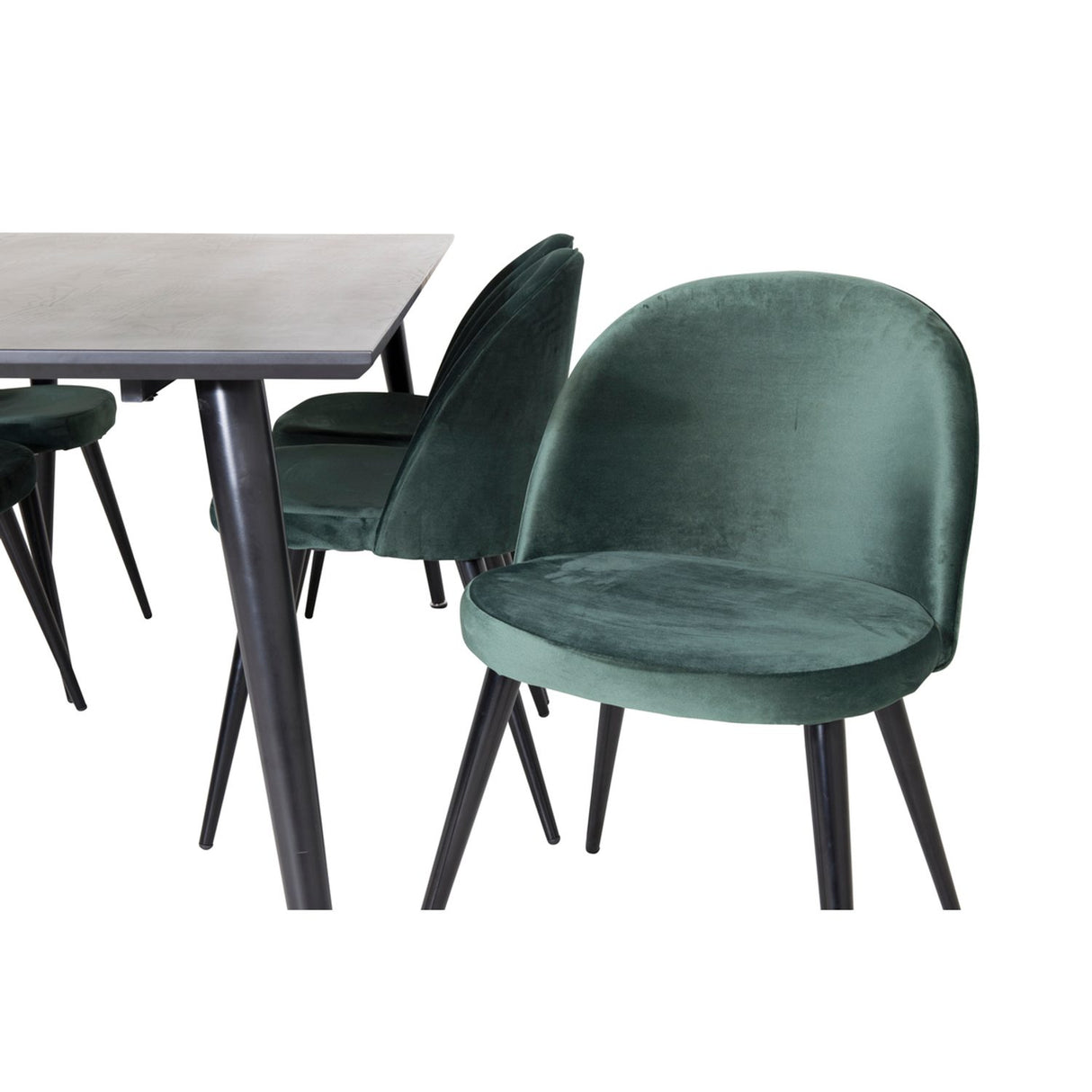 Dipp, Velvet Rektangulär matgrupp Svart,Grön, Svart, 180 x 90