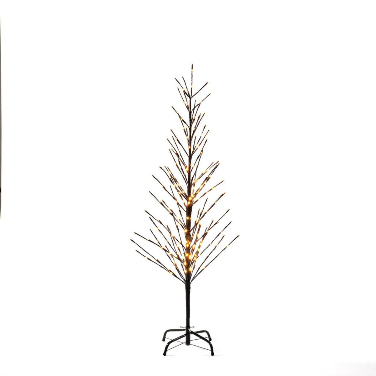 Svart träd 150 cm LED Steady/firefly Ljusdekoration Ute 150 cm
