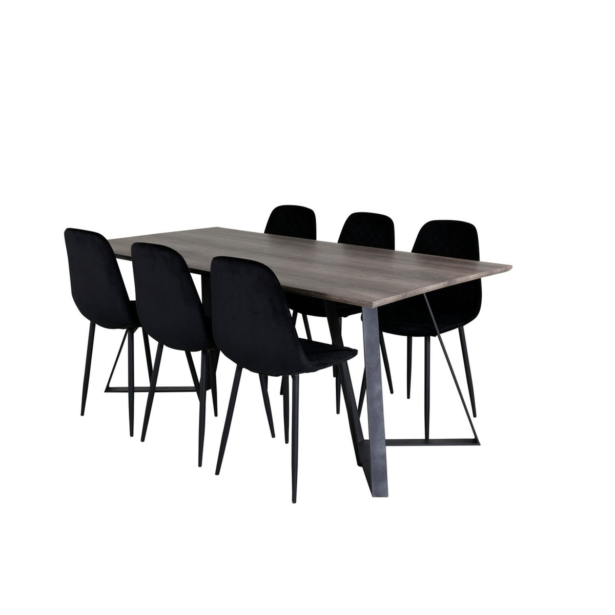 Marina, Polar Rektangulär matgrupp Svart, Svart,Grå, 180 x 90