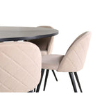 Copenhagen, Velvet Rund matgrupp Beige,Svart, Svart, ⌀140