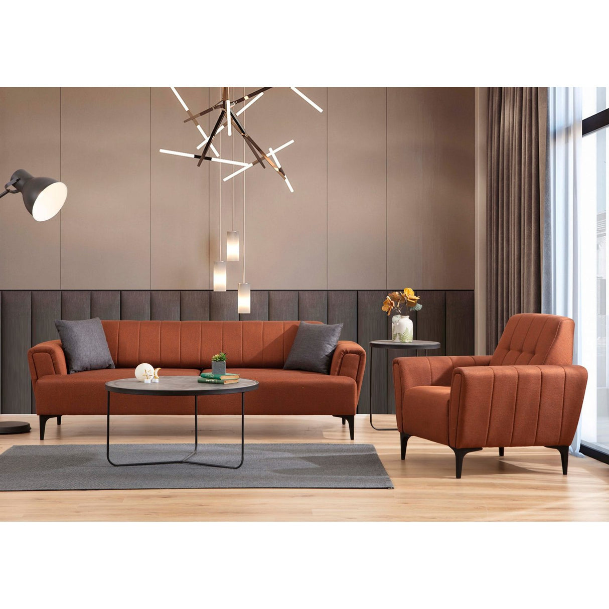 Jakarta (230 x 95 x 77 cm) 3-sits bäddsoffa Kakelröd
