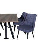 Marina, Velvet Deluxe Rektangulär matgrupp Svart,Blå, Svart,Grå, 180 x 90
