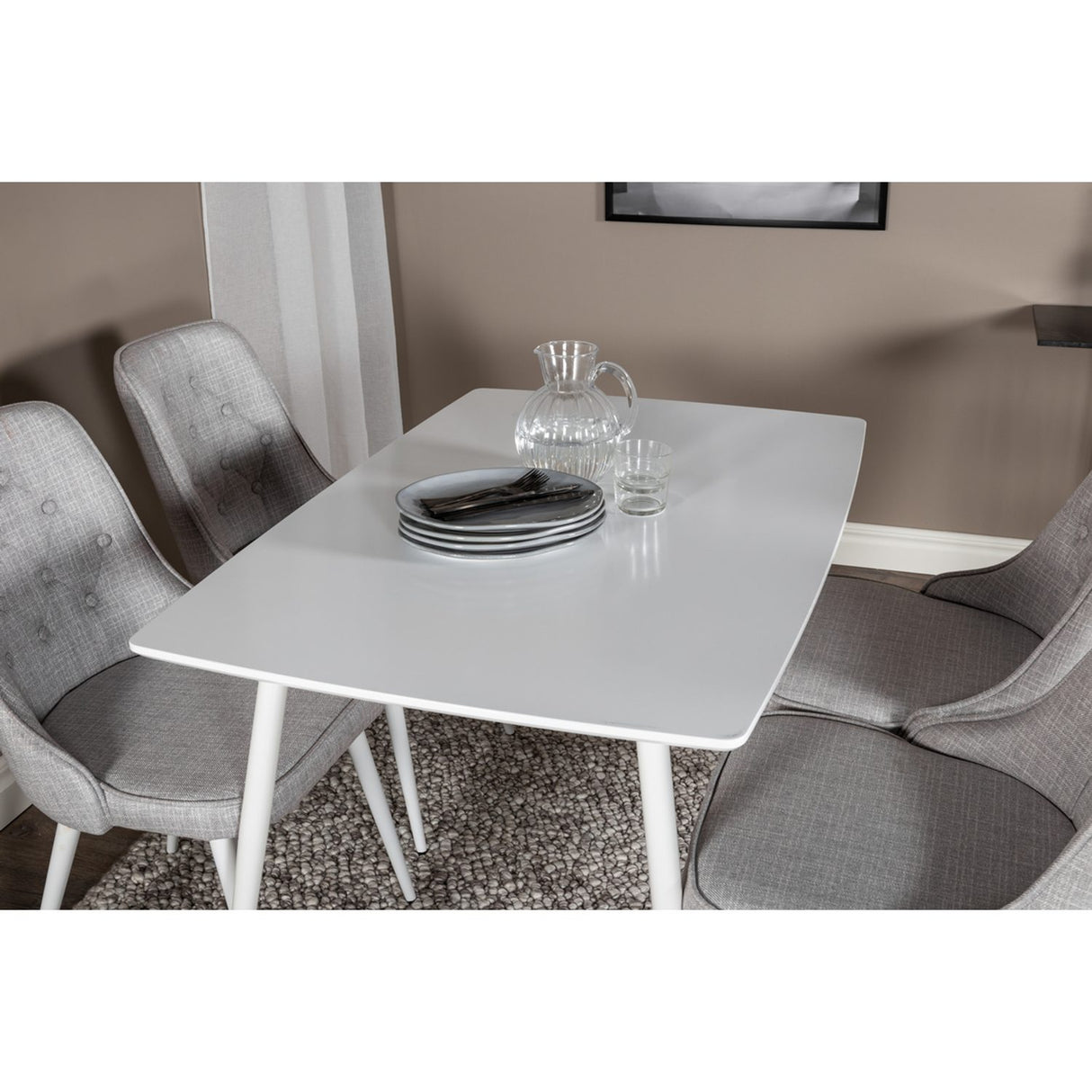Polar, Velvet Deluxe Rektangulär matgrupp Vit, Vit, 120 x 75