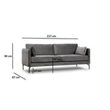 Sino 3-sits (217 x 87 x 90 cm) Grå 3-sitssoffa
