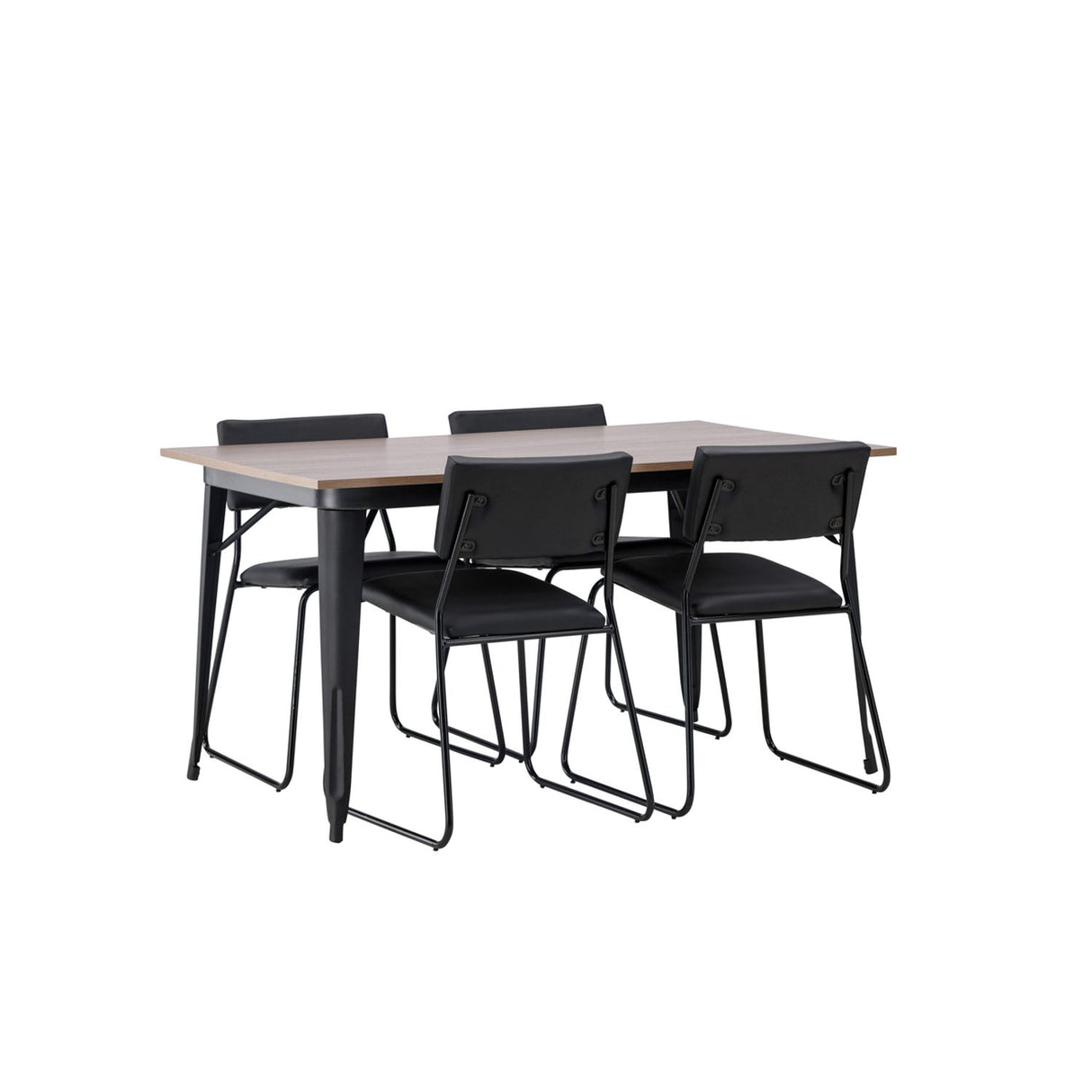Tempe, Kenth Rektangulär matgrupp Svart, Valnöt, 140 x 80