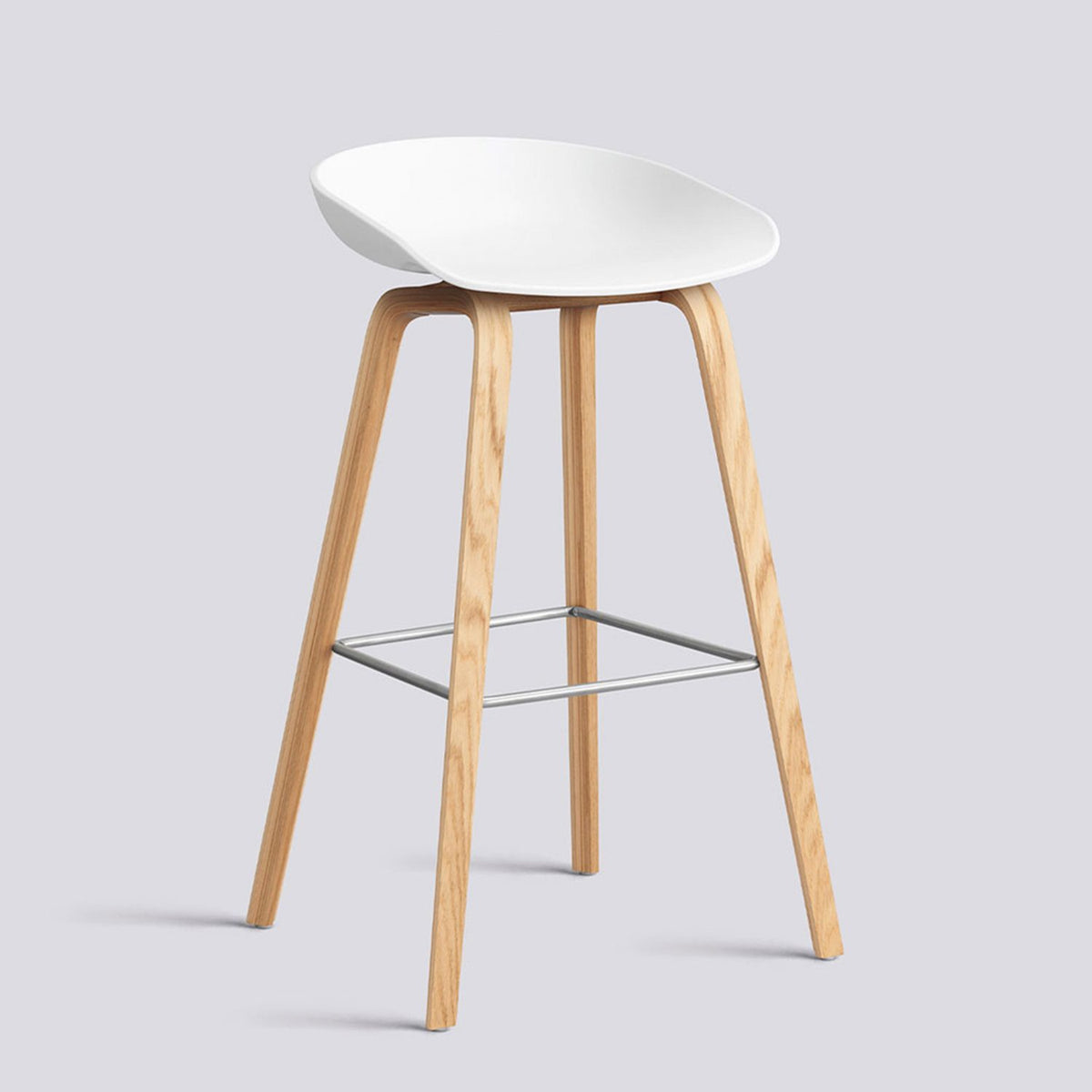 AAS 32 75 cm Barpall White 2.0, ekfaner med vattenbaserad lack, Rostfritt stål