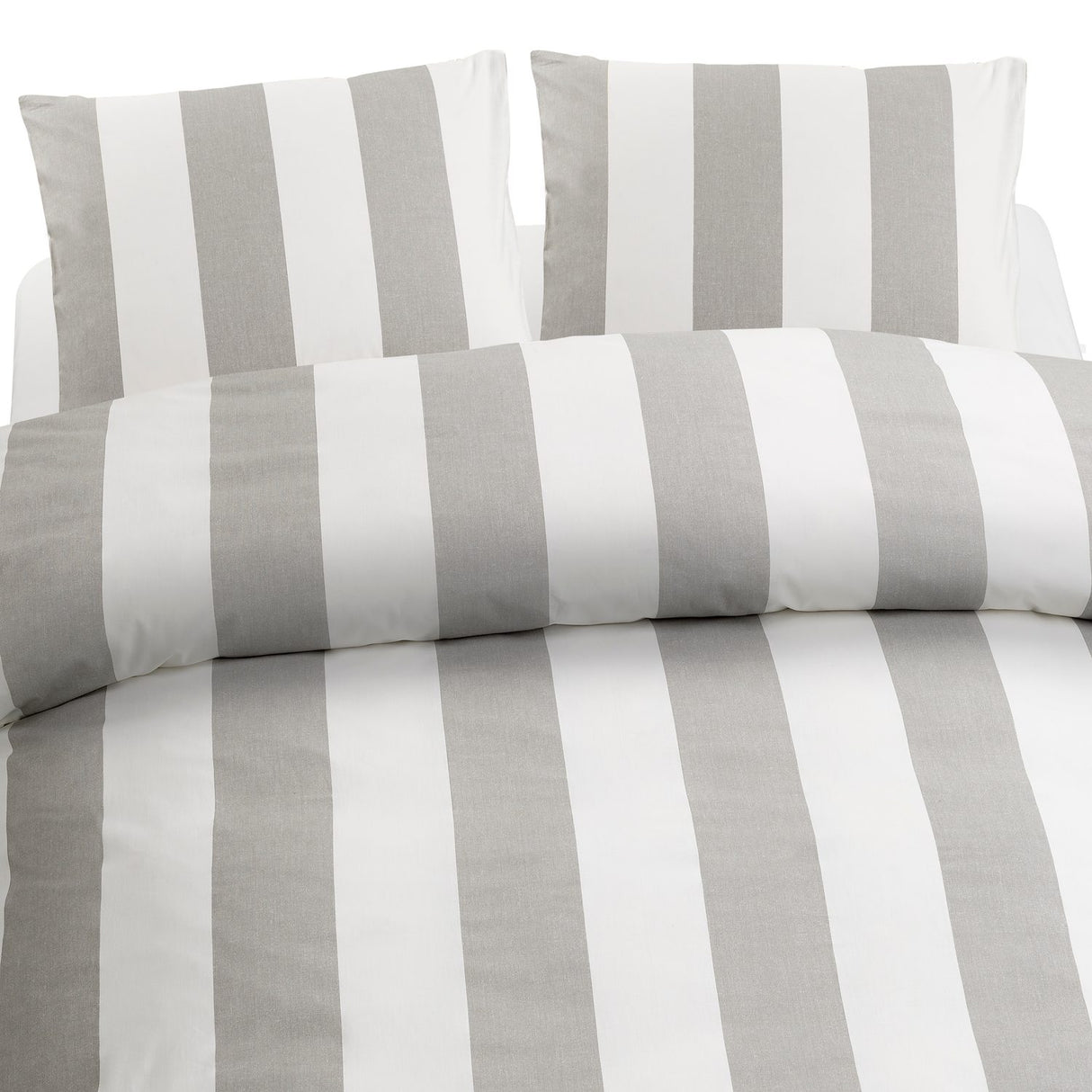 3-Dels Set Block Stripe Påslakanset Dubbelsäng Grå