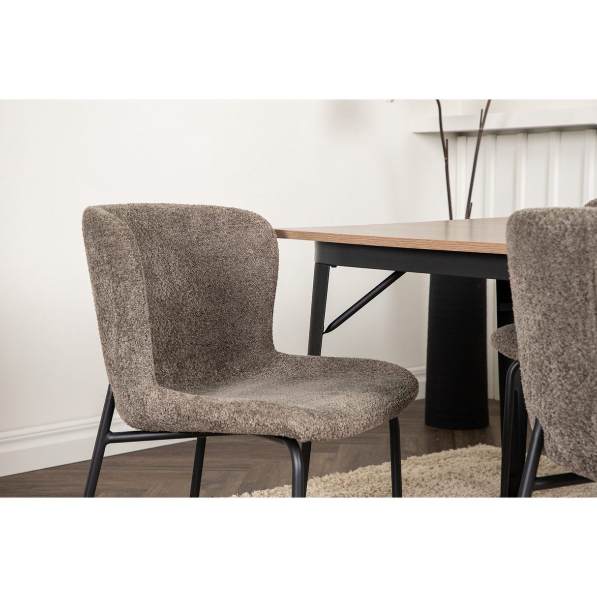Tempe, Modesto Rektangulär matgrupp Beige, Svart, Valnöt, 140 x 80