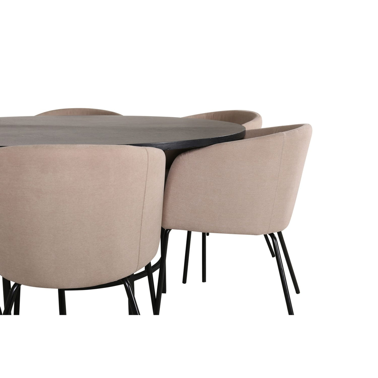 Copenhagen, Berit Rund matgrupp Beige, Svart, Svart, ⌀140
