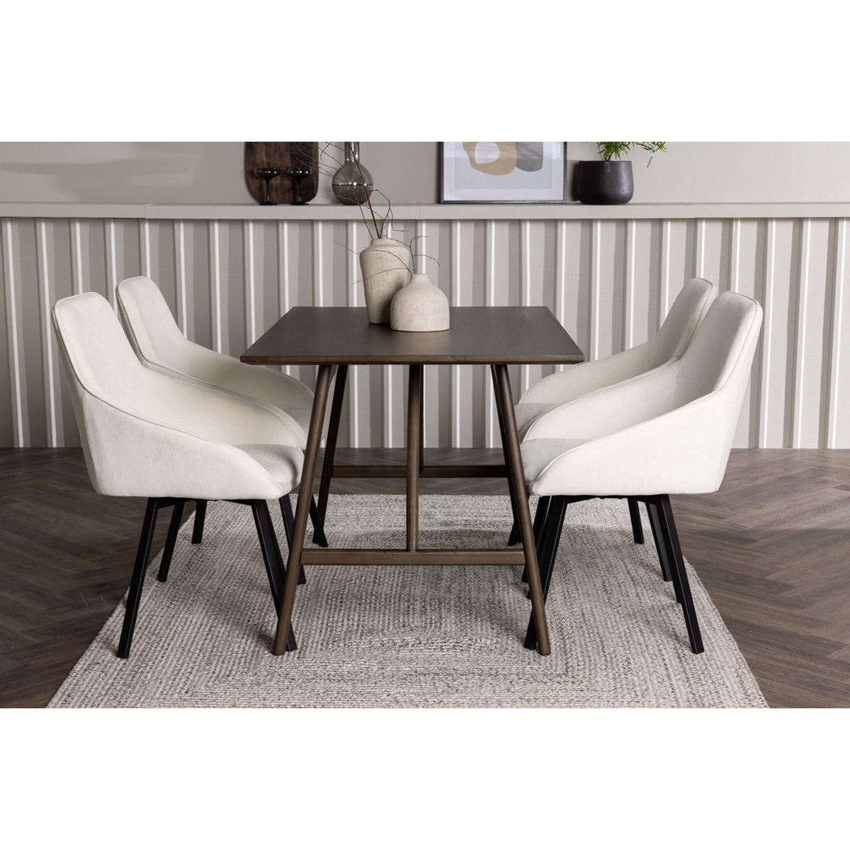 Kaseidon, Rosie Rektangulär matgrupp Beige,Svart, Mörkbrun, 120 x 80