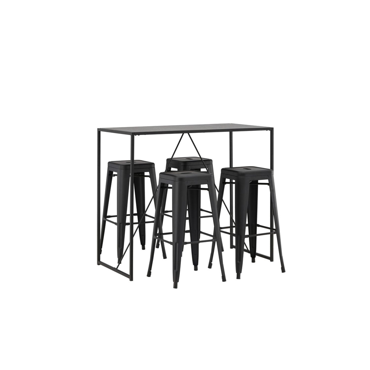 Brea, Tempe Rektangulär matgrupp Svart, Svart, 120 x 60