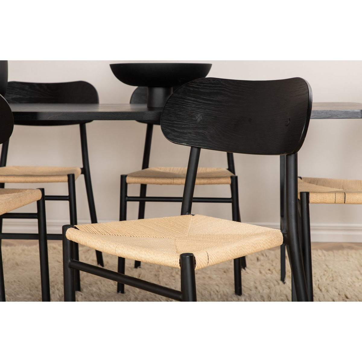 Uno, Polly Rektangulär matgrupp Svart,natur, Svart, 200 x 90