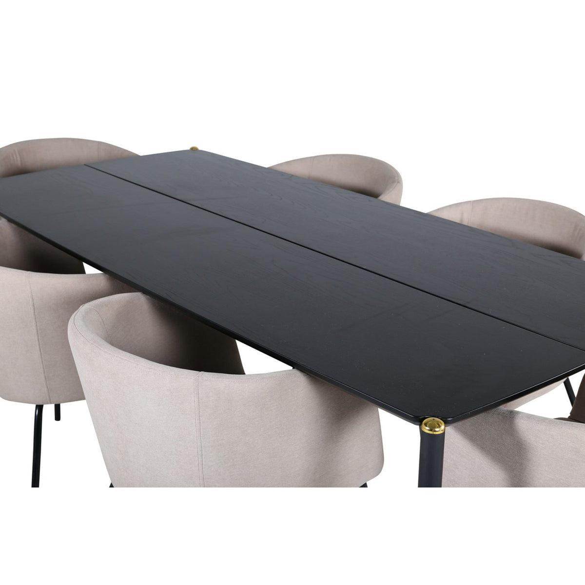 Pelle, Berit Rektangulär matgrupp Beige, Svart, Svart, 190 x 90