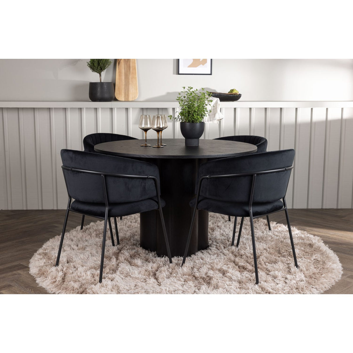 Olivia, Selma Rund matgrupp Svart, Svart, 4st