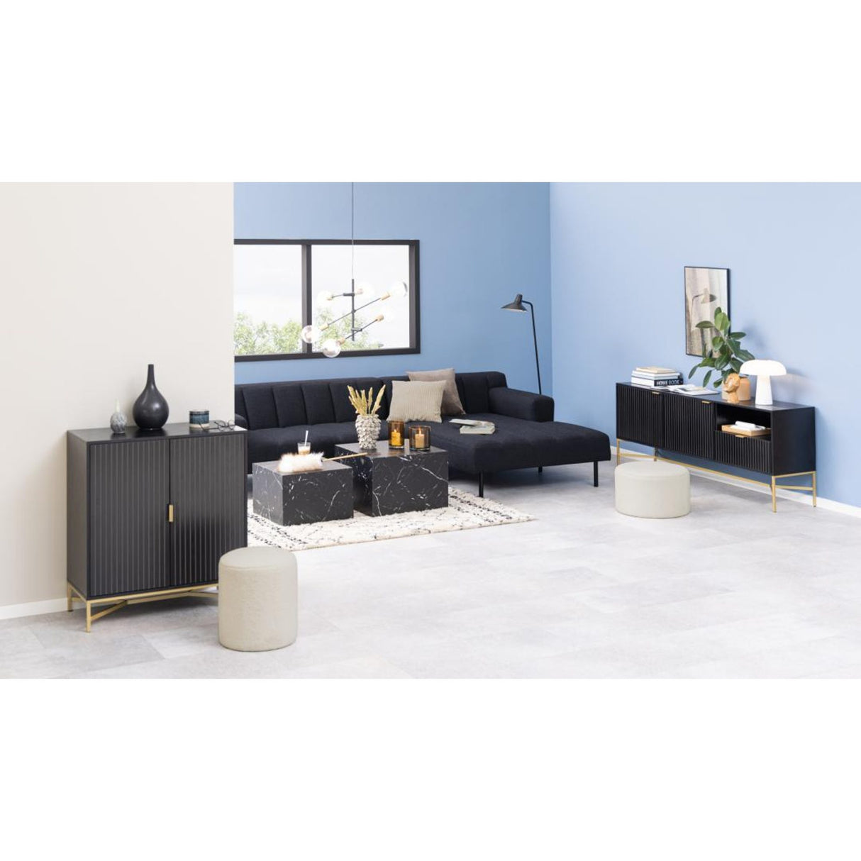 Dijon Soffbord Fyrkantig 40x58x58 cm Svart Marquina