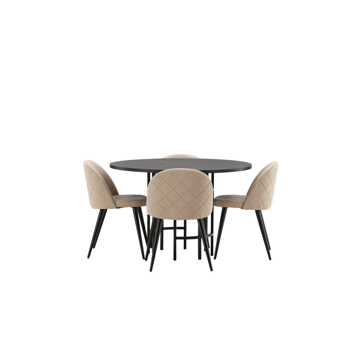 Copenhagen, Velvet Rund matgrupp Beige, Svart, Svart, ⌀115