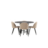 Copenhagen, Velvet Rund matgrupp Beige, Svart, Svart, ⌀115