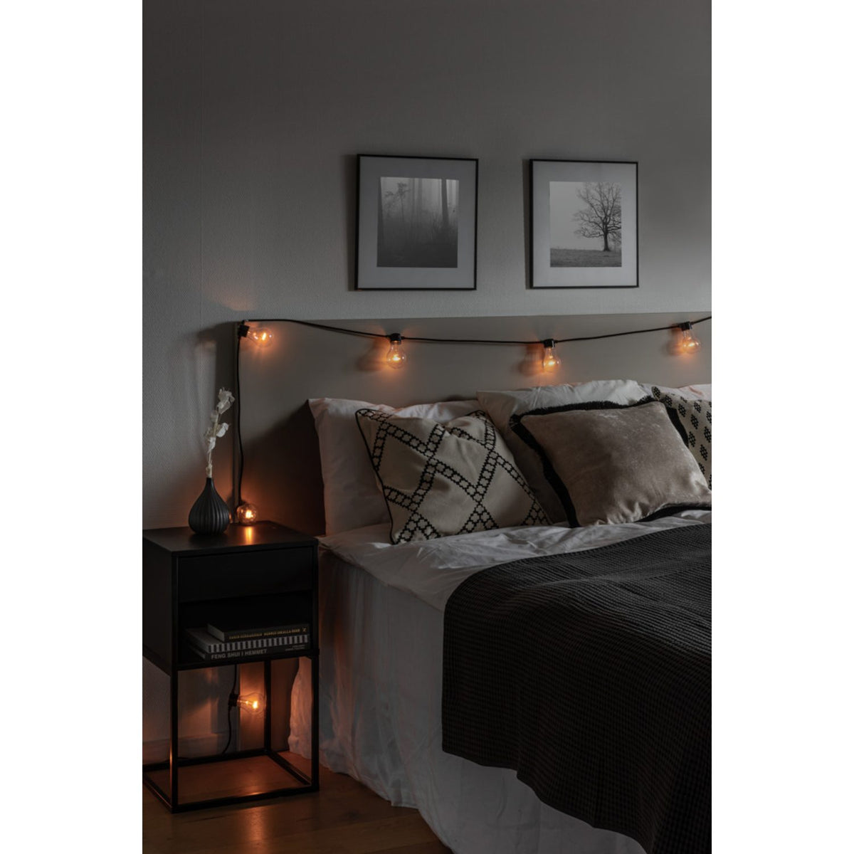 E27 10 Amber LED Textilkabel Ljusslinga Inomhus Svart