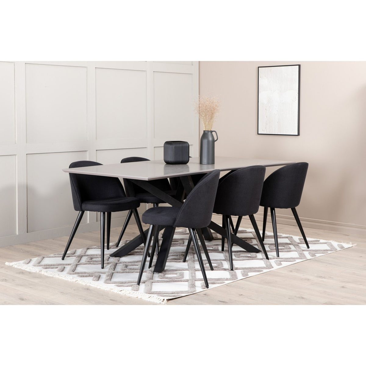 Piazza, Velvet Rektangulär matgrupp Svart, Svart, mörkgrå, 180 x 90