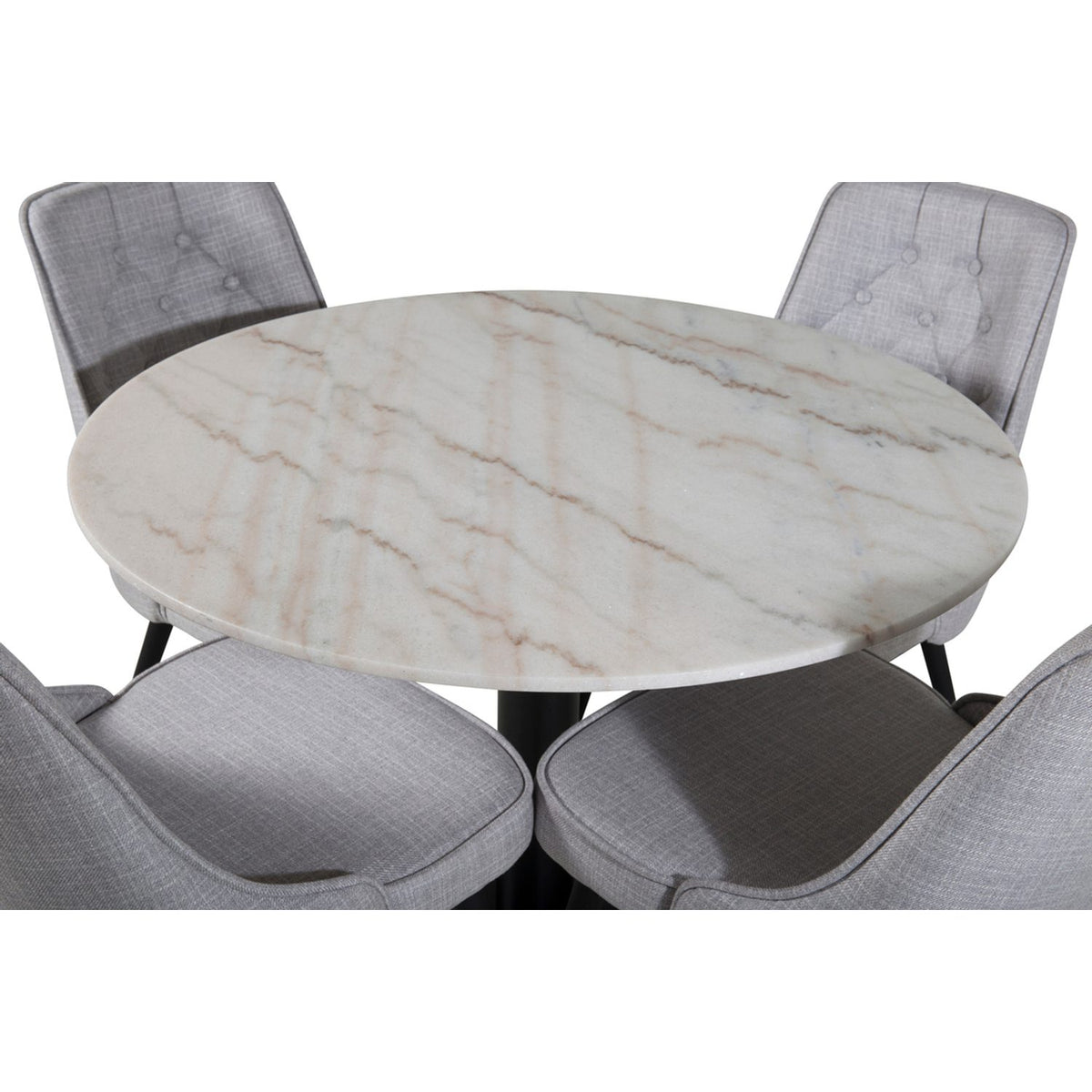 Estelle, Velvet Deluxe Rund matgrupp Svart,Ljusgrå, Svart, vit, ⌀106