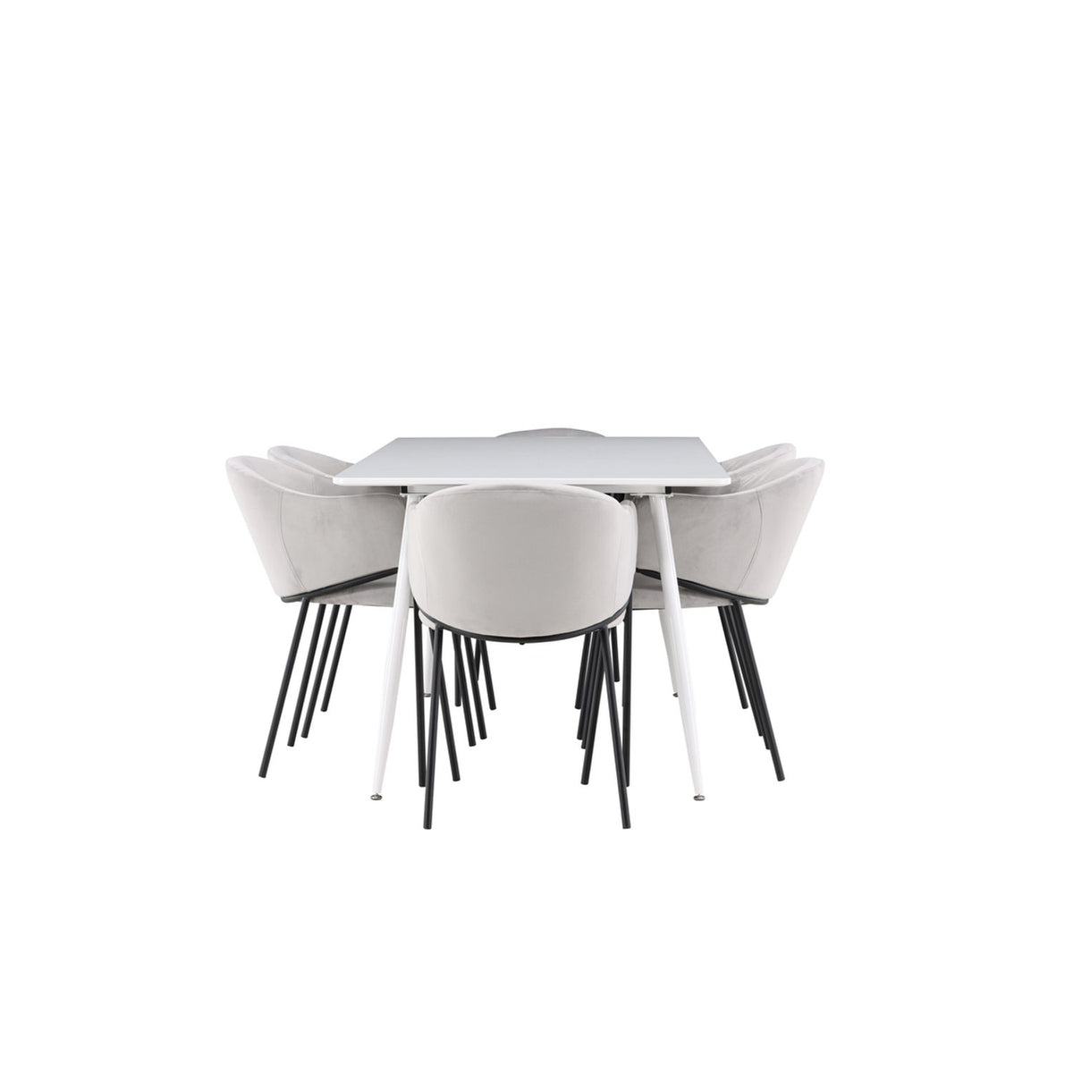 Silar, Evelina Rektangulär matgrupp Svart,Grå, Vit, 180 x 90
