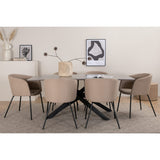 Piazza, Berit Rektangulär matgrupp Beige, Svart, Svart, mörkgrå, 180 x 90