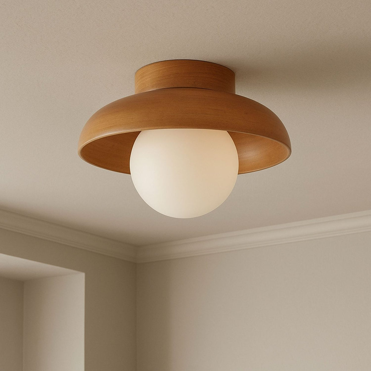 Hand-T (H 24 cm) Vägglampa Ek vit