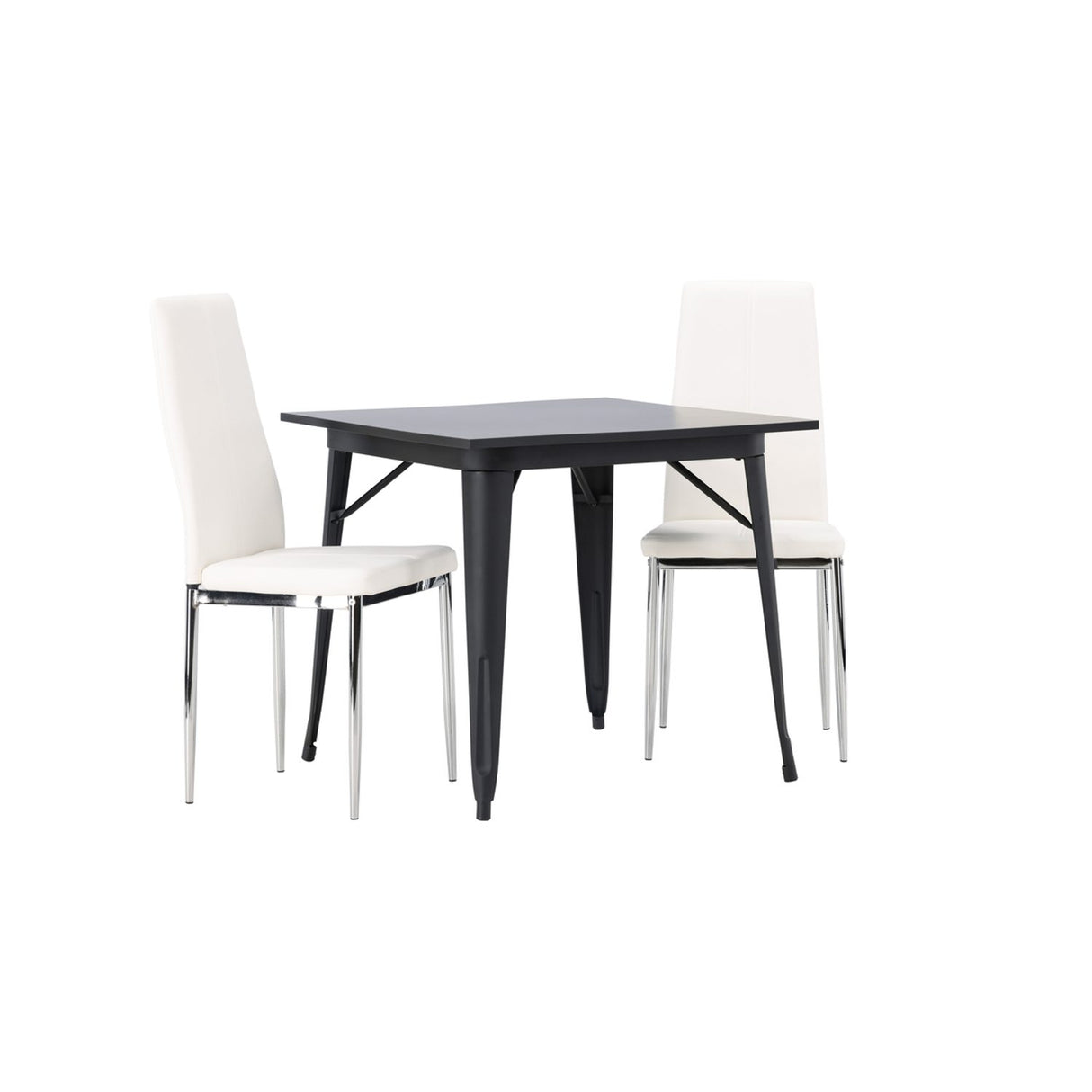 Tempe, Pastill Rektangulär matgrupp Silver,Vitt, Svart, 80 x 80