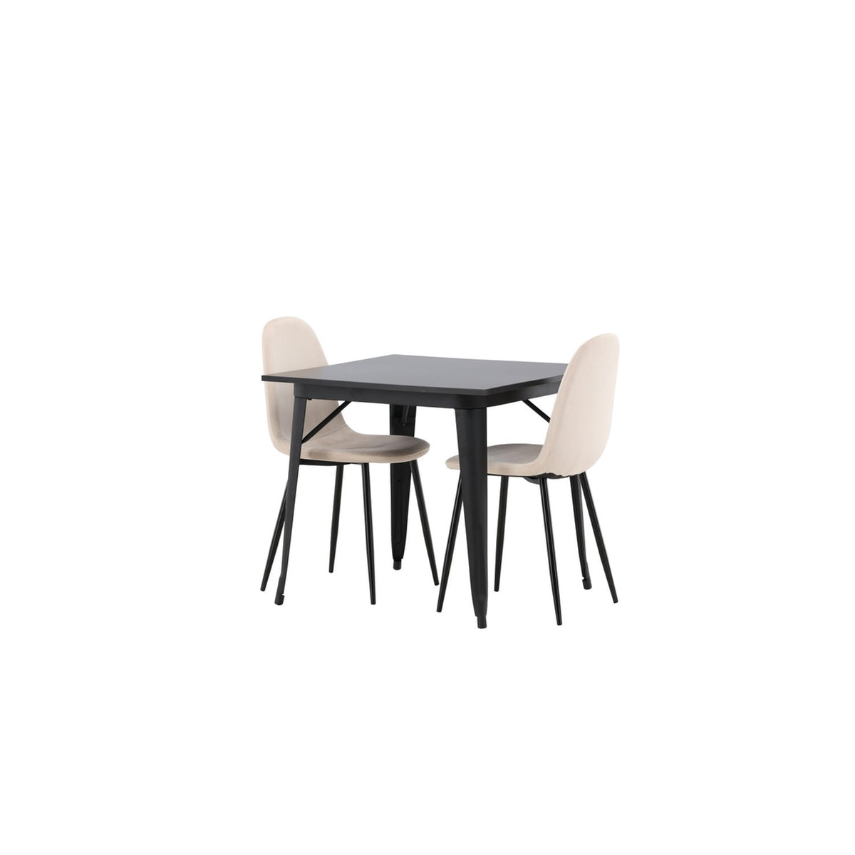 Tempe, Polar Rektangulär matgrupp Beige, Svart, Svart, 80 x 80