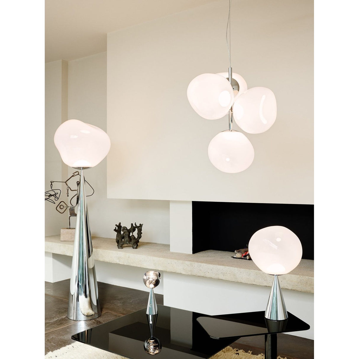 Melt Cone Fat Bordslampa Opalescent/Silver