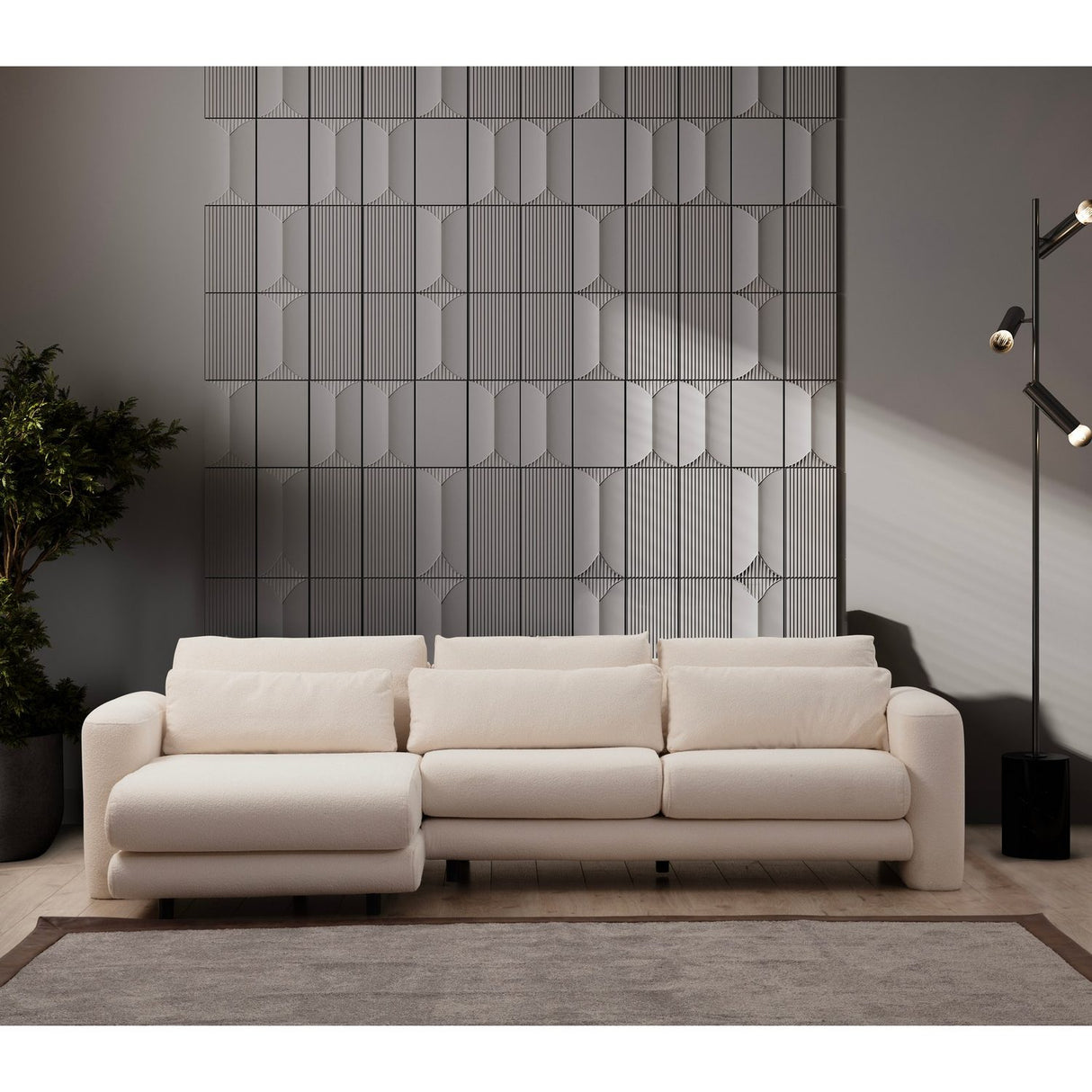 Essaouira hörn (290-165 x 97 x 73 cm) Hörnsoffa Kräm