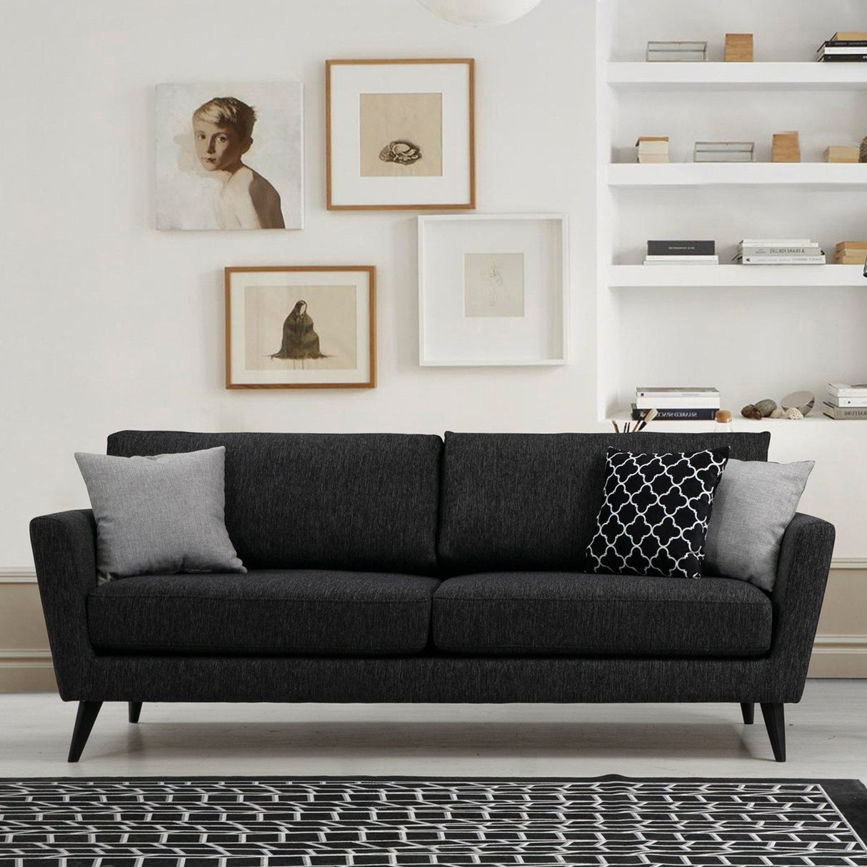 Port Louis 3 Seater (215 x 94 x 88 cm) Mörkgrå 3-sitssoffa