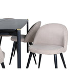 Pelle, Velvet Rektangulär matgrupp Beige, Svart, Linne