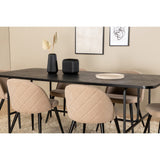 Uno, Velvet Rektangulär matgrupp Beige, Svart, Svart, 200 x 90