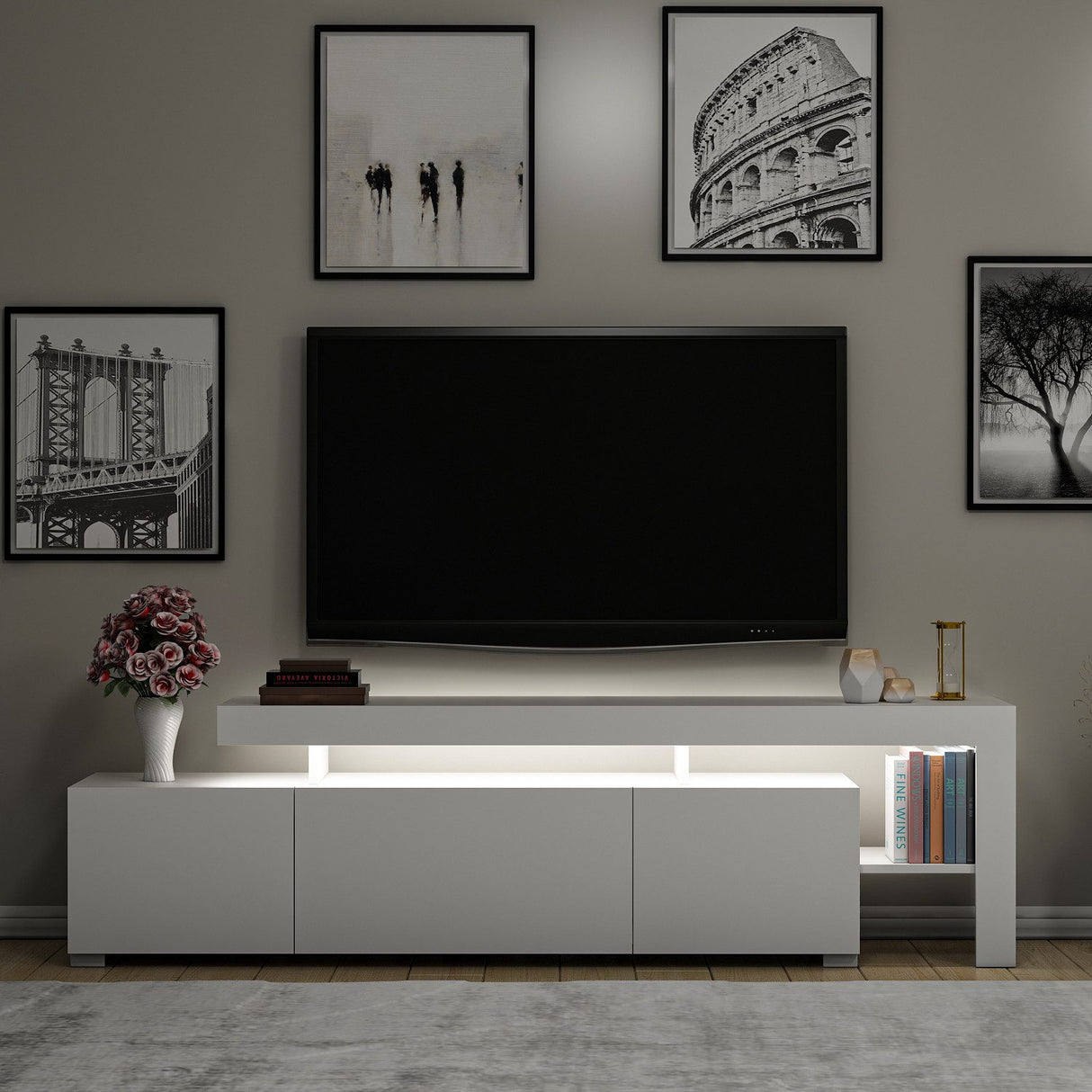 Beliz (192 x 53 x 37 cm) Vit TV-bänk