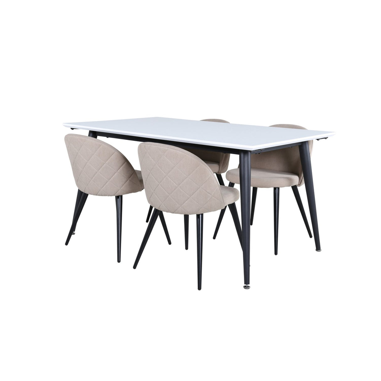 Jimmy, Velvet Rektangulär matgrupp Beige, Svart, Svart,Vitt, 150 x 90