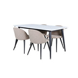 Jimmy, Velvet Rektangulär matgrupp Beige, Svart, Svart,Vitt, 150 x 90