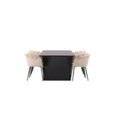 Vail, Limhamn Rektangulär matgrupp Beige, Svart, Svart, 200 x 100
