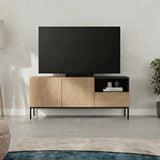 Cailin 140 (140 x 55 x 41,8 cm) TV-bänk Naturlig ekträ svart svart