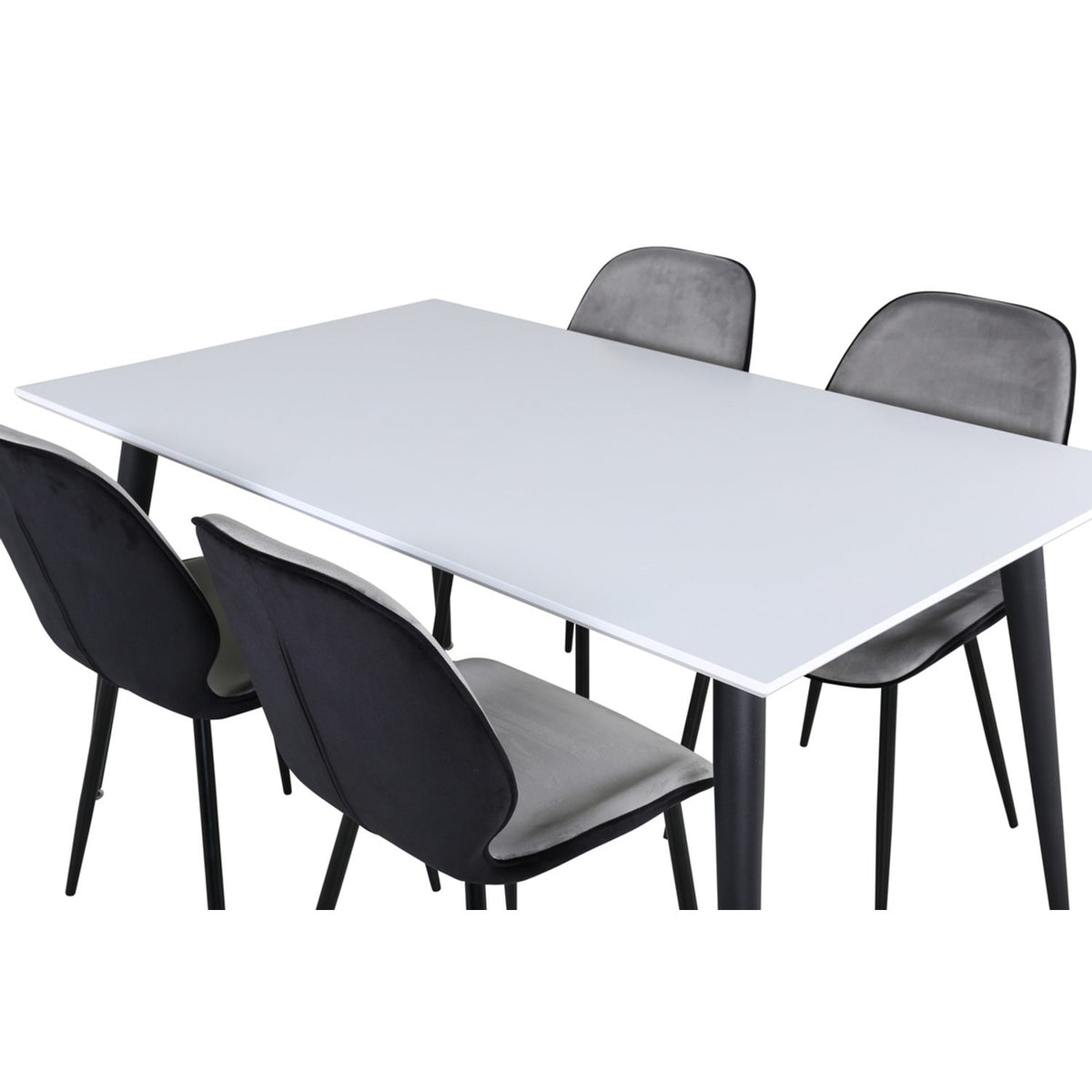 Jimmy, Emma Rektangulär matgrupp Svart,Grå, Svart,Vitt, 150 x 90