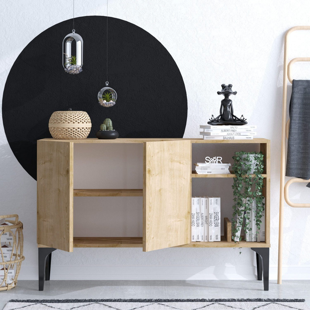 Doha (120 x 80 x 40 cm) Sapphire Oak Black Konsolbord