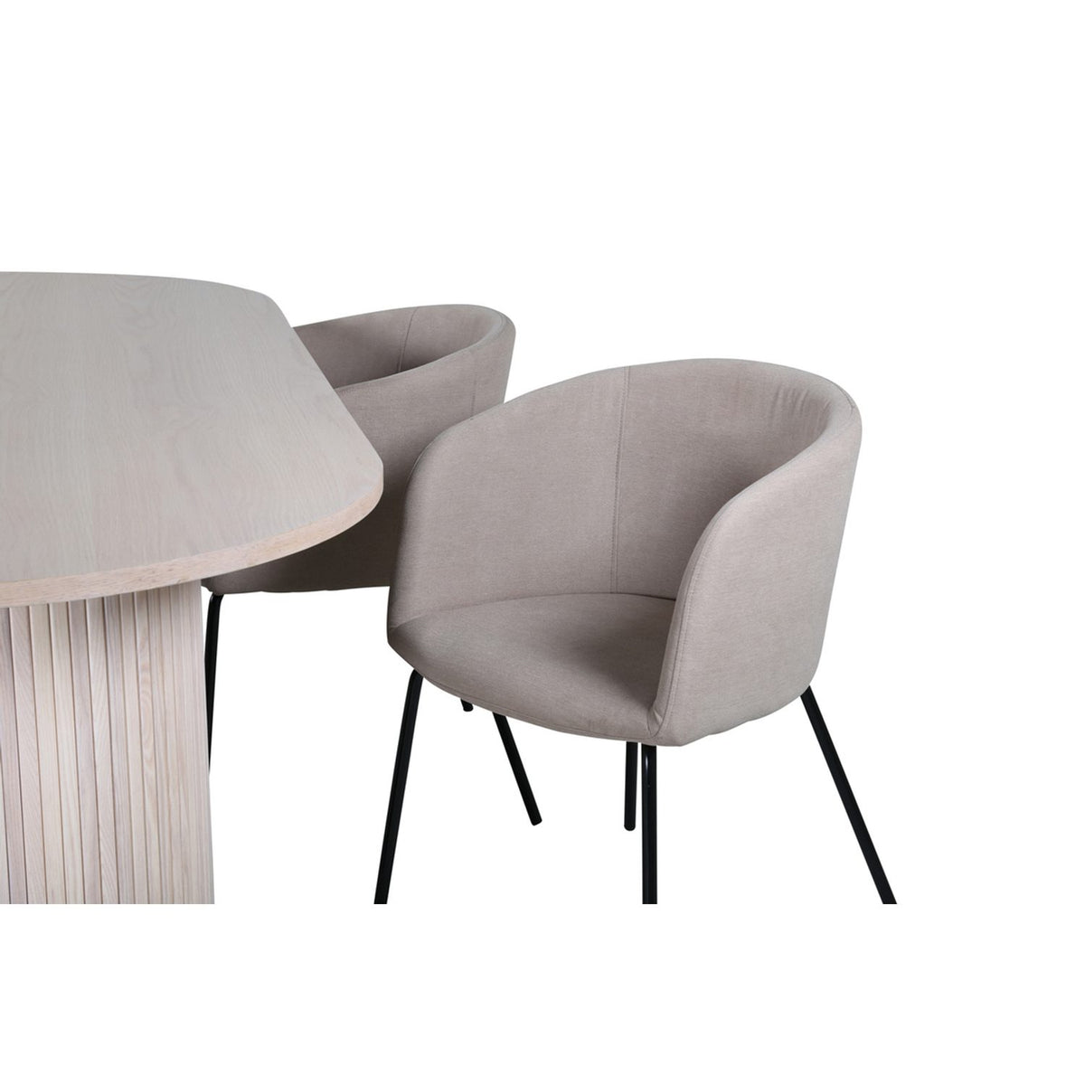 Bianca, Berit Oval matgrupp Beige, Vitputsad, 4st