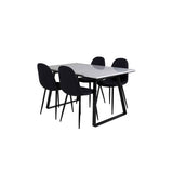 Estelle, Polar Rektangulär matgrupp Svart, Svart, vit, 140 x 90