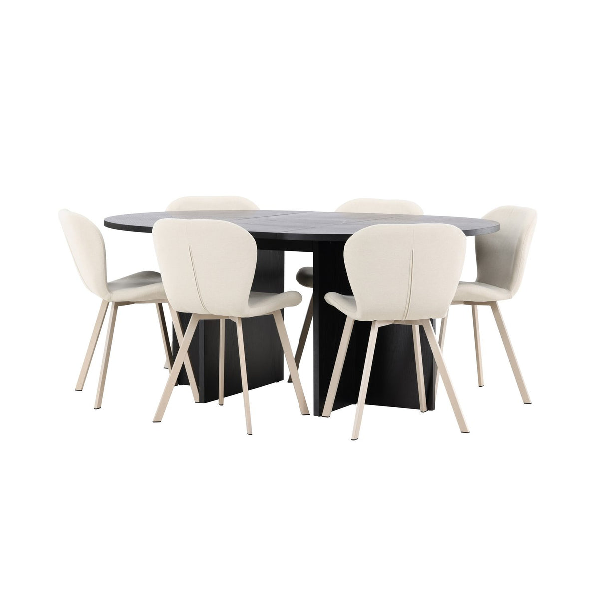 Strada, Lilja Oval matgrupp Beige, Svart, ⌀120
